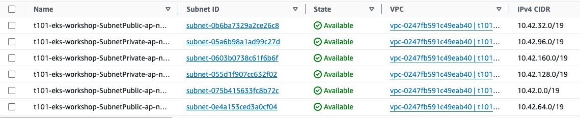 VPC 배포 결과 (subnet)